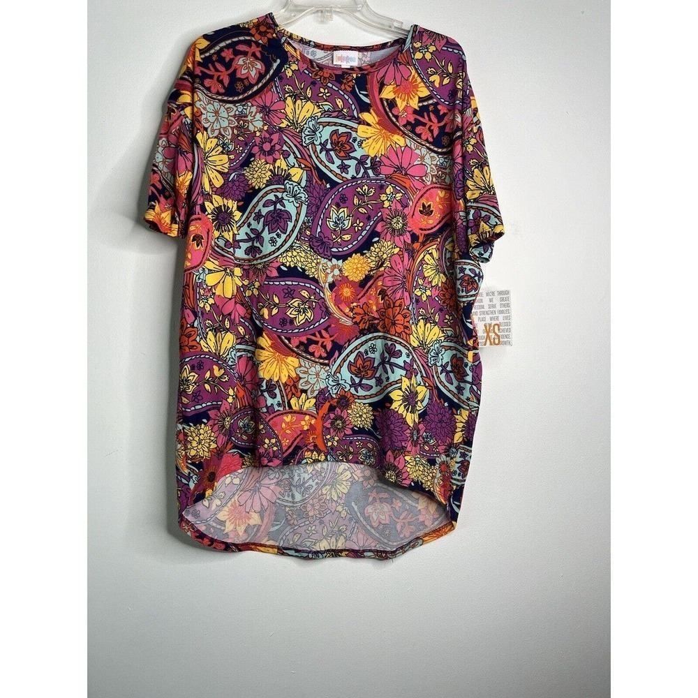 Lularoe Irma Tunic Top Shirt XS Pink Paisley Floral Print New Casual Comfy